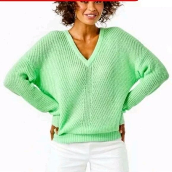 Lilly Pulitzer Sweater Womens Medium Patina Green Kasmina Lightweight Preppy - Picture 1 of 8
